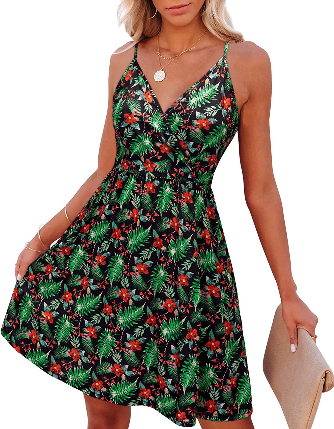 Damen Wickelkleid Zartes Design Verstellbare Träger Eveloria