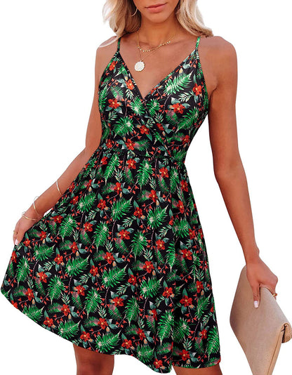 Damen Wickelkleid Zartes Design Verstellbare Träger Eveloria