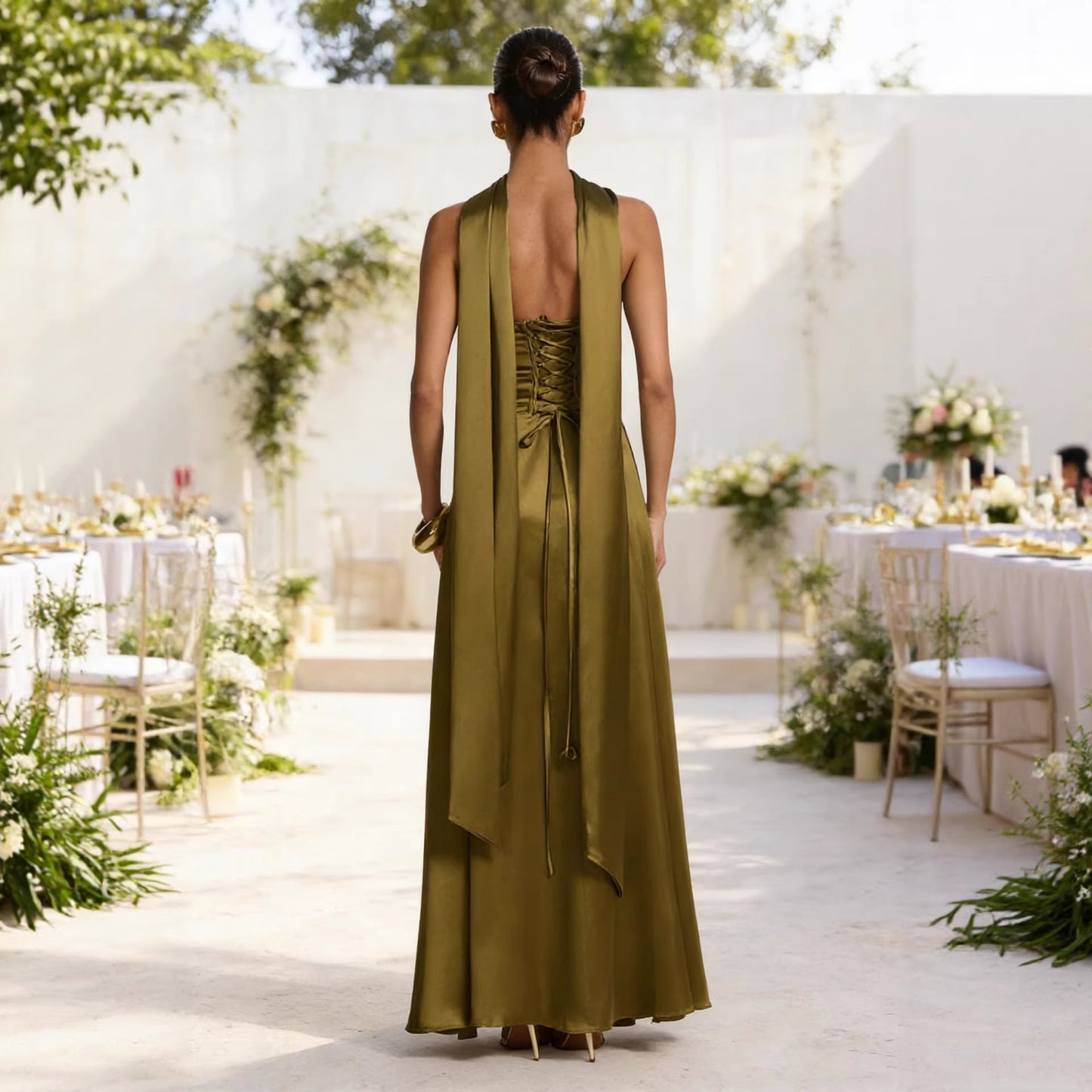 Damen Trägerloses Abendkleid Satin Rock Eveloria