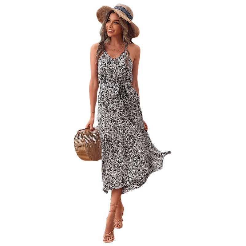 Damen Maxikleid Rüschen Taillengürtel Eveloria