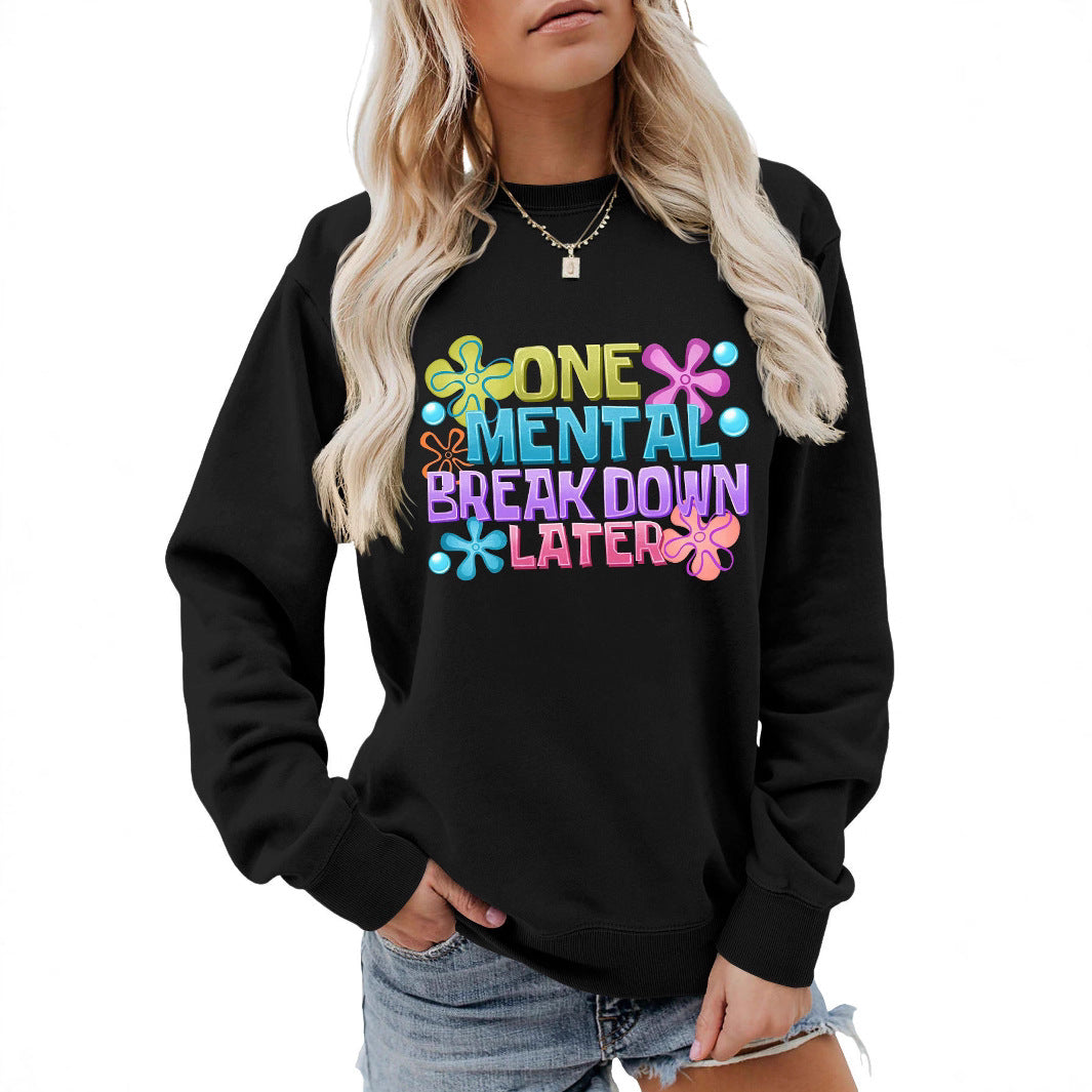 Damen Sweatshirt Kreativer Aufdruck Eveloria Grau
