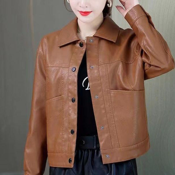 Damen Lederjacke Biker-Stil Eveloria