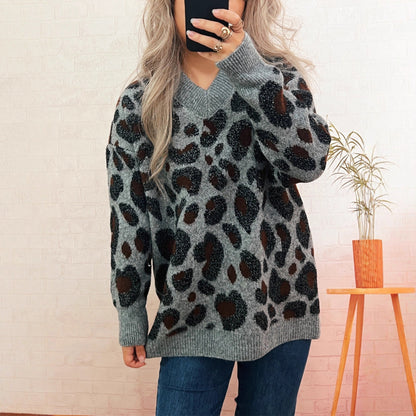 Damen Strickpullover Tiermuster Eveloria