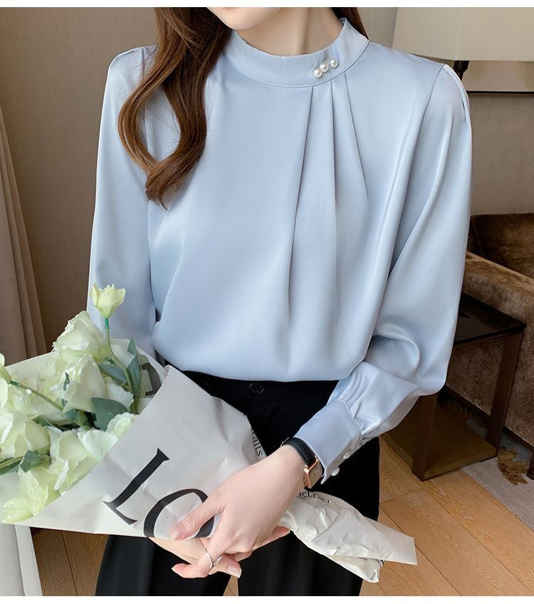 Damen Bluse Rüschendetails Schicker Kragen Eveloria