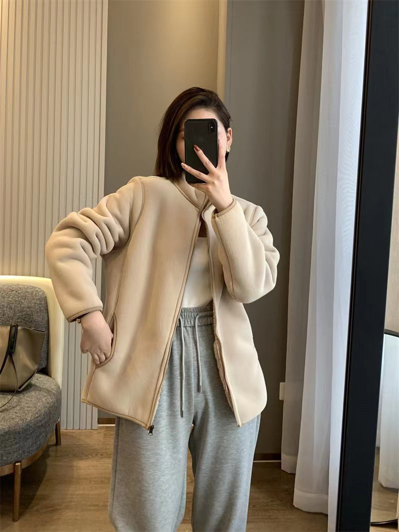 Damen Fleecejacke Hochkragen Reißverschluss Eveloria