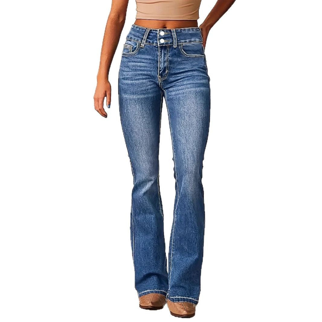 Damen Hochtaillen Bootcut Jeans Eveloria