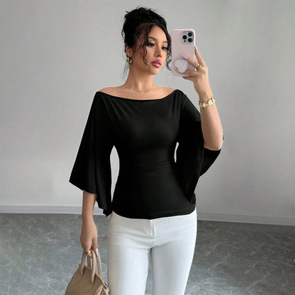 Damen Off-Shoulder- Weite Ärmel Figurformend - Eveloria
