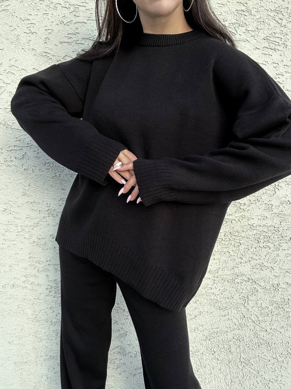 Damen Strickpullover Weit Schnitt Eveloria