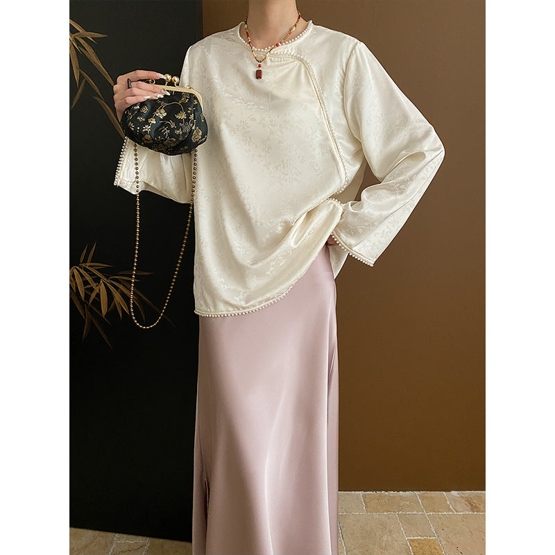 Damen Oberteil Weites Design Perlendetails Eveloria