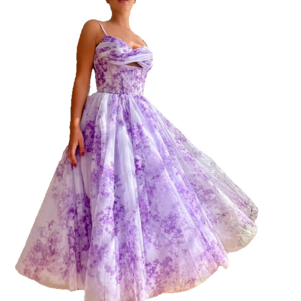 Damen Abendkleid Florales Design Eleganter Schnitt Eveloria