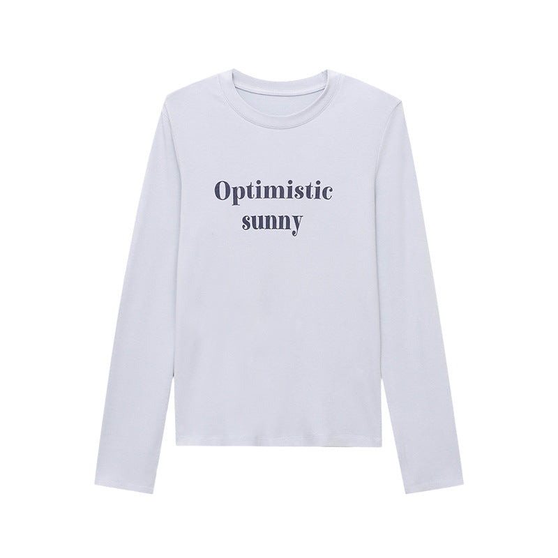 Damen Langarmshirt Figurbetont mit Schriftzug Eveloria