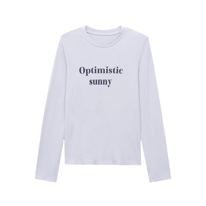 Damen Langarmshirt Figurbetont mit Schriftzug Eveloria