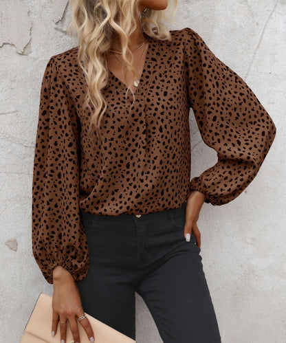 Damen Bluse Puffärmel Grafisches Muster