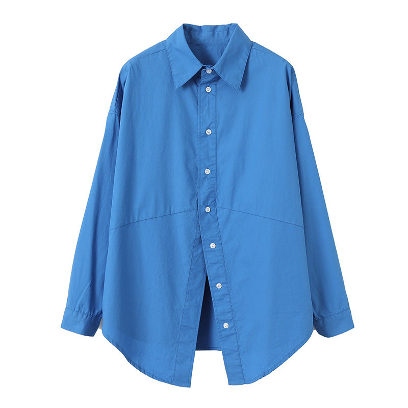 Damen Hemdbluse Oversized Streifenmuster Blau Weiss