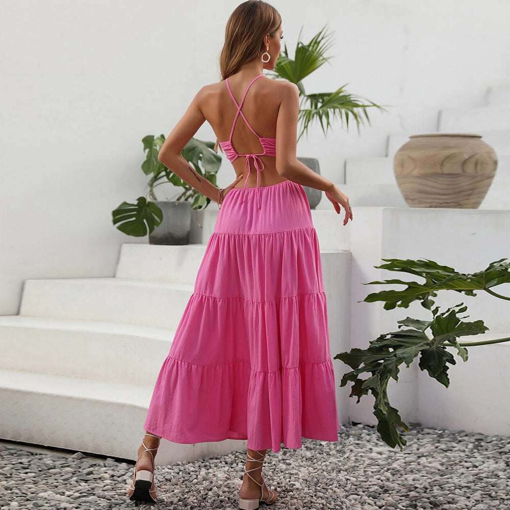 Damen Maxi-Kleid mit tiefem Schlitz und Rüschendetails Eveloria ist