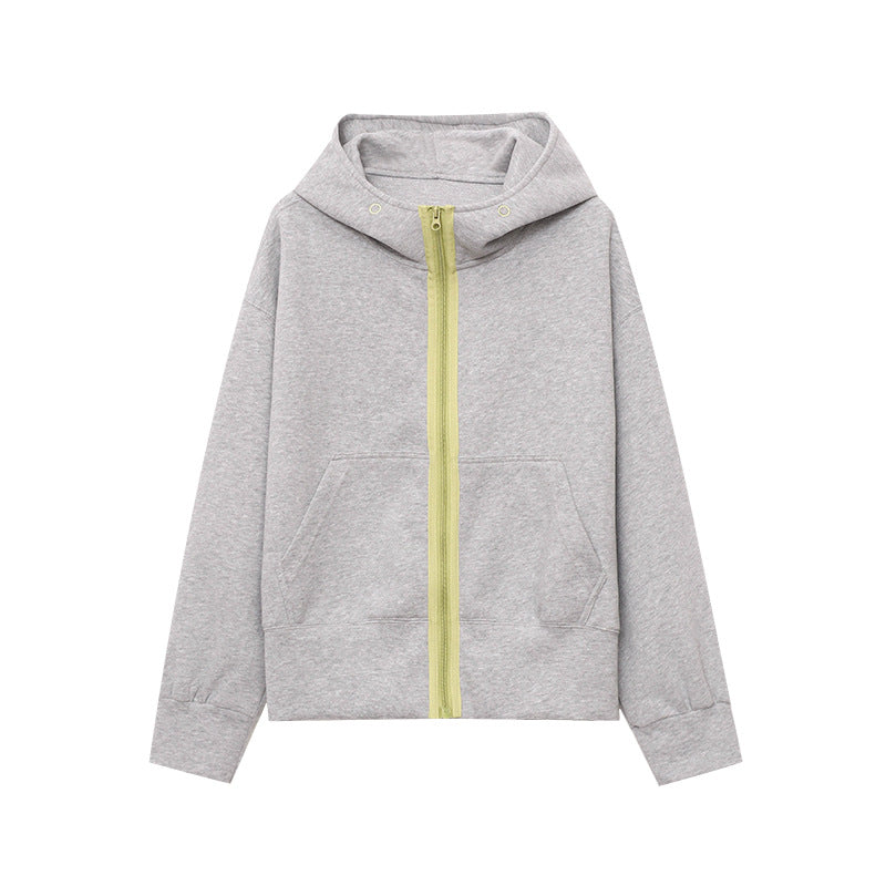 Damen Kapuzenjacke mit Kontrastreißverschluss und Taschen
