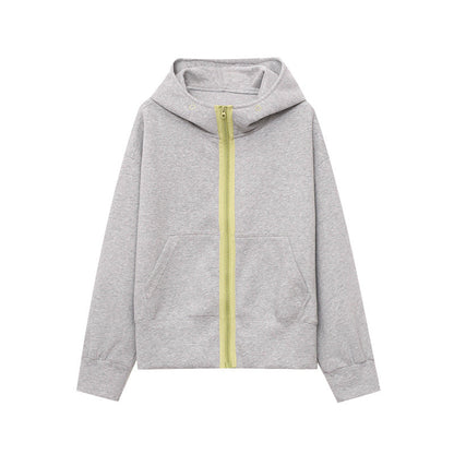 Damen Kapuzenjacke mit Kontrastreißverschluss und Taschen