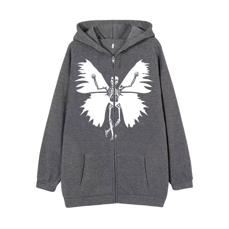 Damen Hoodie Skelett Schmetterling Motiv Eveloria