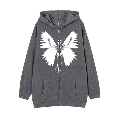 Damen Hoodie Skelett Schmetterling Motiv Eveloria