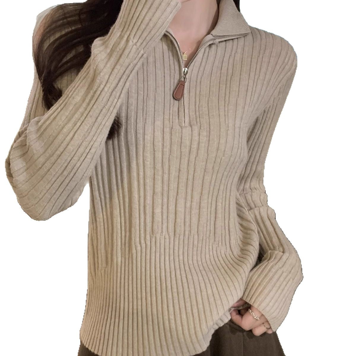 Damen Sweatshirt Stehkragen Elegant Geschnitten Eveloria