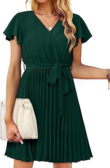 Damen Wickelkleid Plissierte Details Eveloria