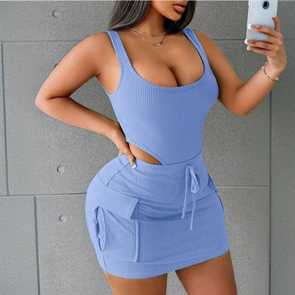 Damen Kleid mit Taschen Elastisch Eveloria - Eveloria