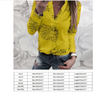 Damen Bluse mit Schriftmuster und Stehkragen Eveloria
