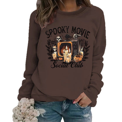 Damen Sweatshirt Spooky Film-Motiv Lässiger Schnitt Eveloria