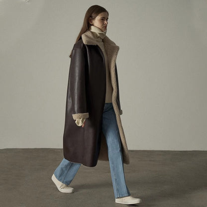 Damen Lederjacke mit Teddyfutter Eveloria