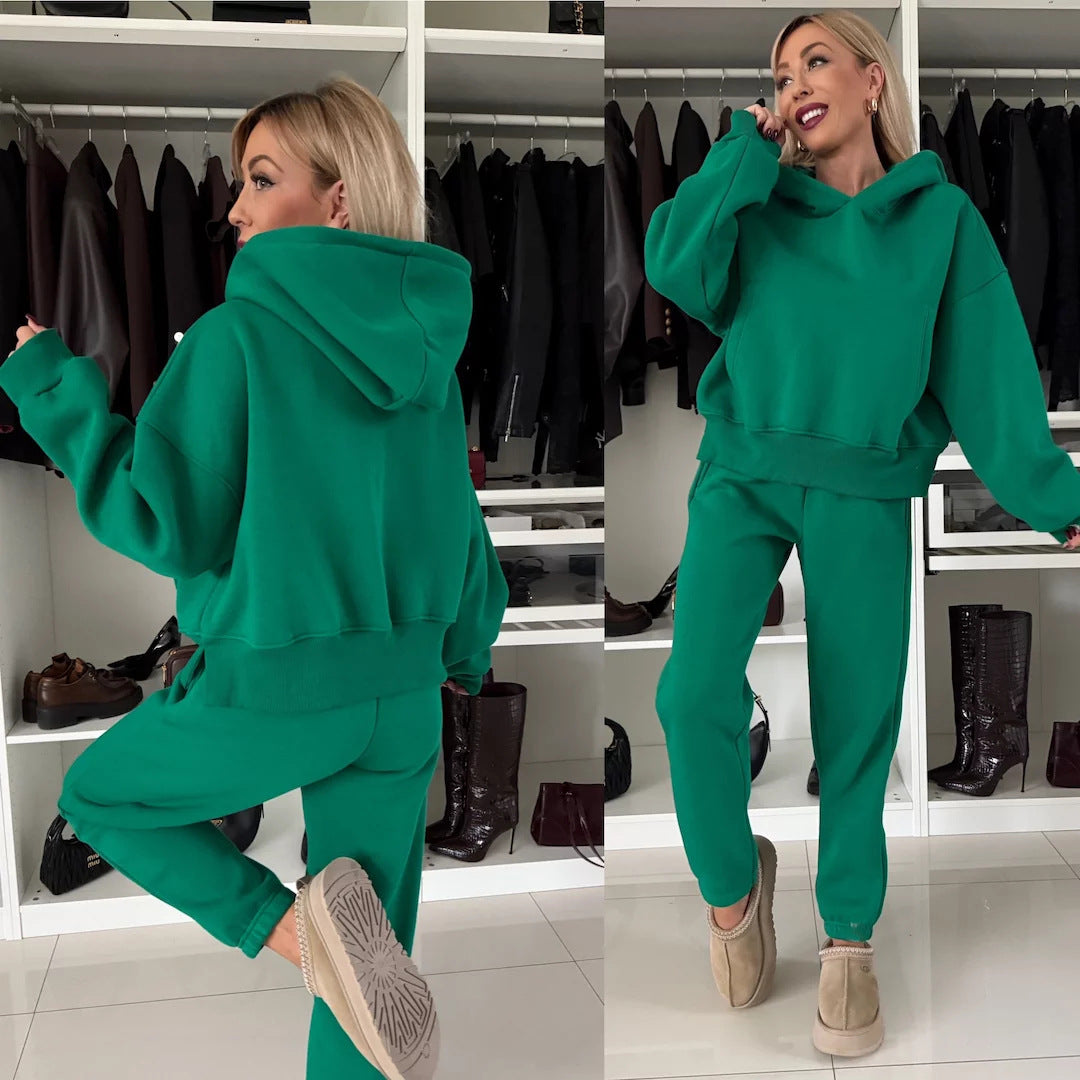 Damen Hoodie Jogginghose Set Bequem Grau Eveloria - Eveloria