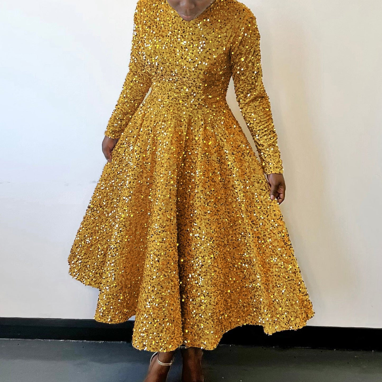 Damen Abendkleid Lang Glitzernd Eveloria - Eveloria