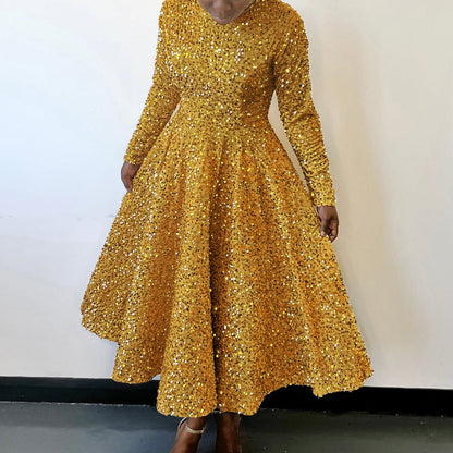 Damen Abendkleid Lang Glitzernd Eveloria - Eveloria