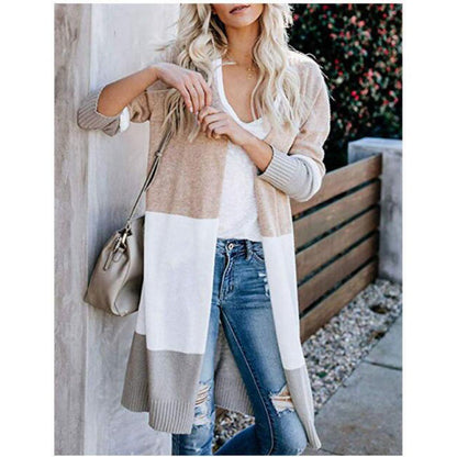 Damen Strickcardigan mit Blockstreifen Anthrazit