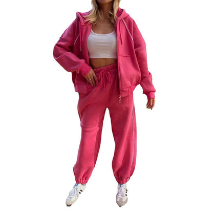 Damen Hoodie Jogginganzug Elastischer Bund Bequeme Taschen