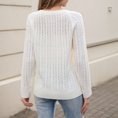 Damen Strickpullover Luftige Maschenstruktur Herz-Applikation