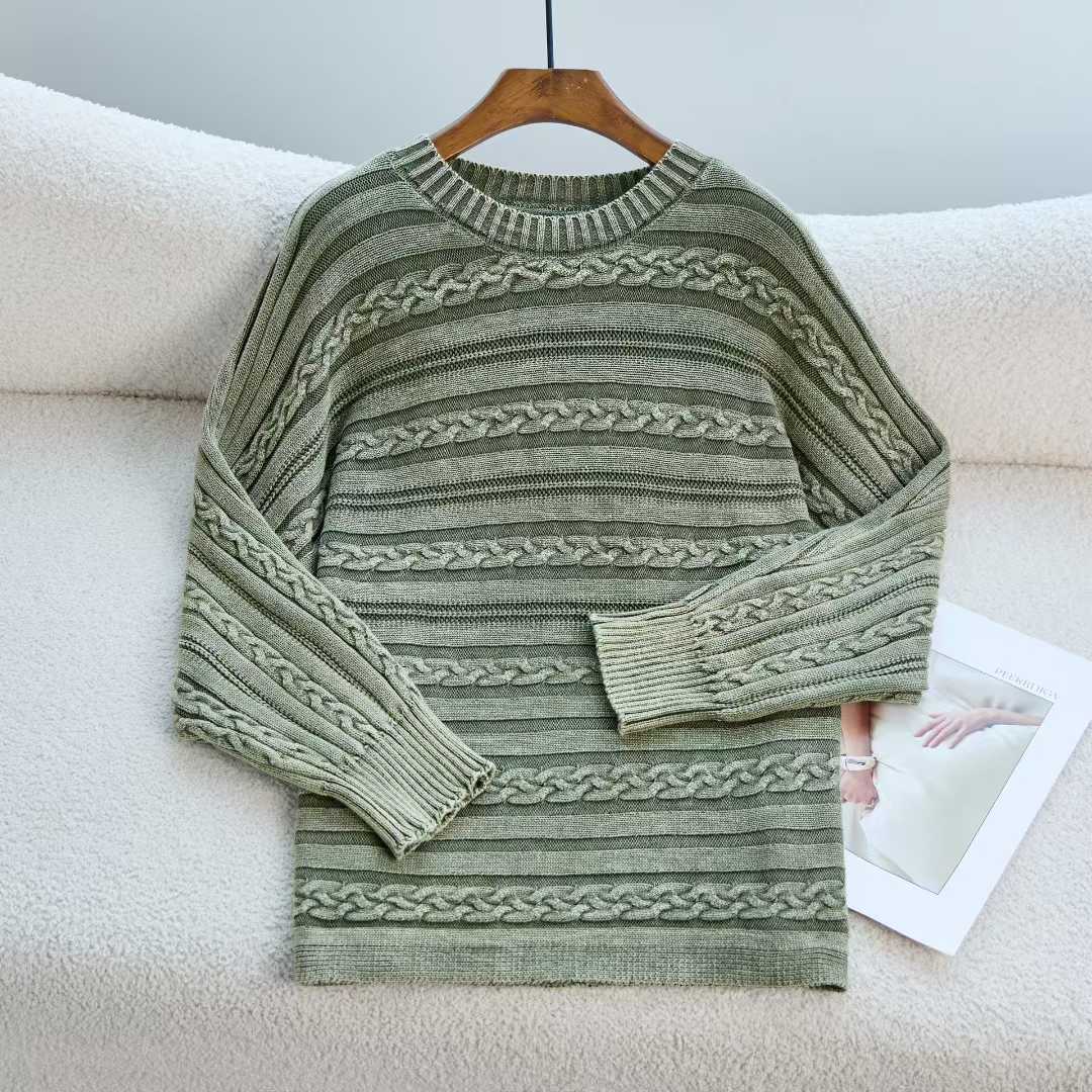 Damen Strickpullover Strukturiertes Zopf-Design Moderner Schnitt