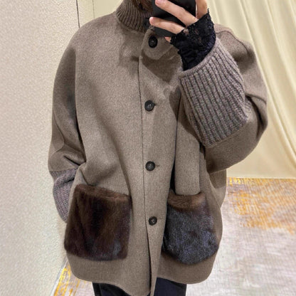 Damen Wolljacke Übergröße Einzigartige Details Eveloria - Eveloria