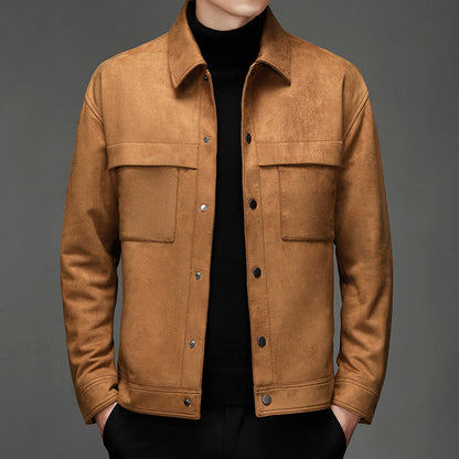 Eveloria Herren Wildlederjacke Elegantes Design Braun