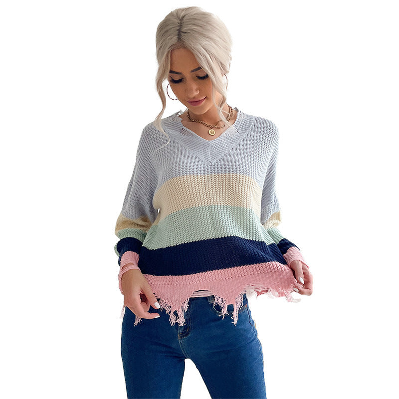Damen Strickpullover Lässig Französischer Saum