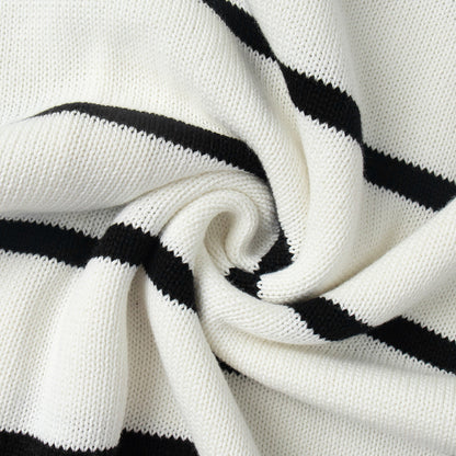 Damen Strickoberteil Kontraststreifen