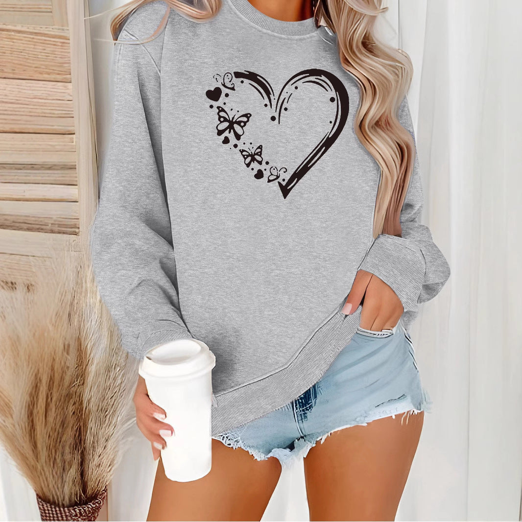 Damen Sweatshirt Herz Schmetterling Design Eveloria