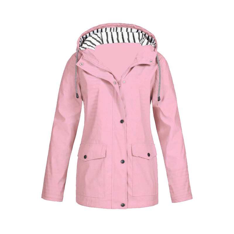 Damen Regenjacke mit Kapuze Reißverschluss