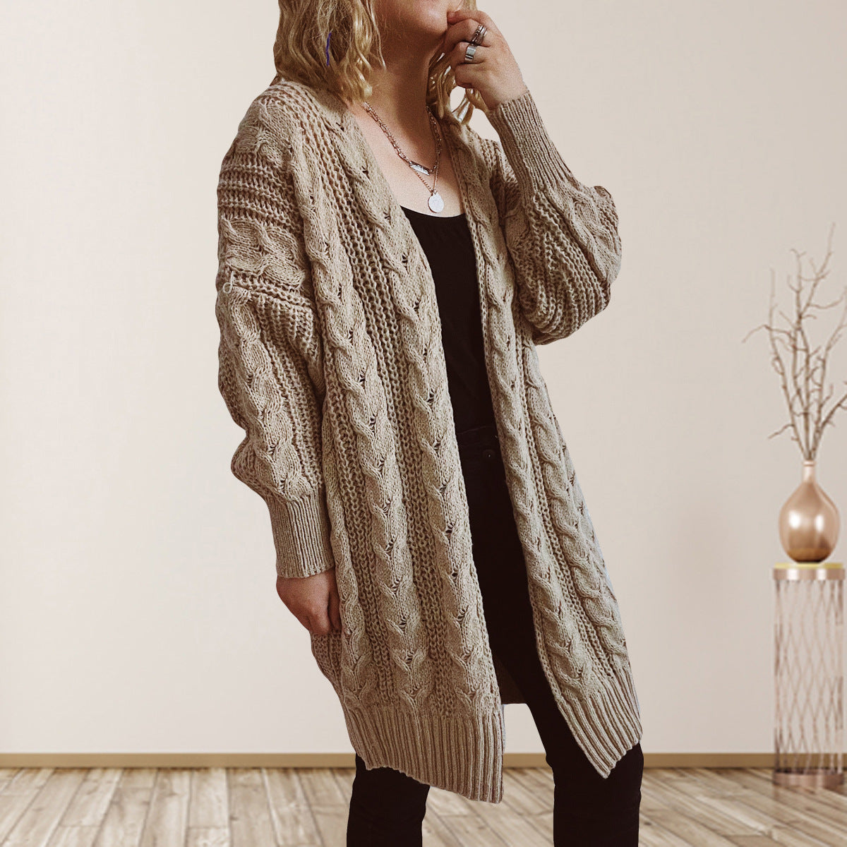 Damen Strickjacke Oversized Lässig Eveloria