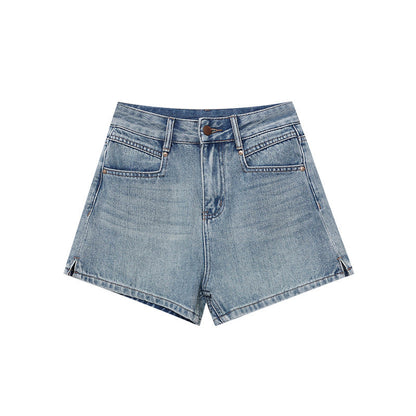 Damen Denim-Shorts Hochwerder mit klassischem Schnitt Blau Eveloria