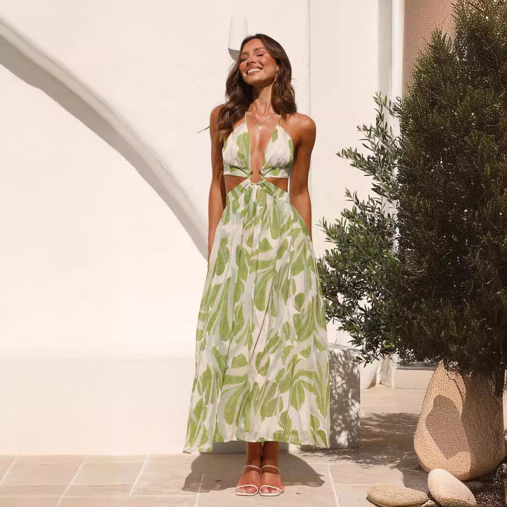 Damen Maxikleid Florales Design Luftig Eveloria
