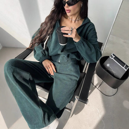 Damen Cropped Kapuzenoberteil Weite Ärmel Elastischer Saum