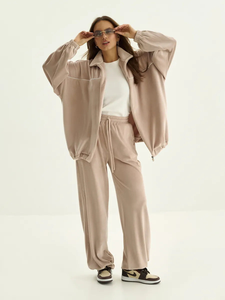 Damen Fleecejacke mit hohem Kragen und weiten Ärmeln Eveloria