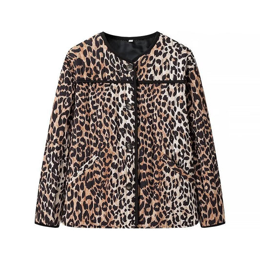 Damen Leopardenmuster Jacke Modisch Eveloria - Eveloria