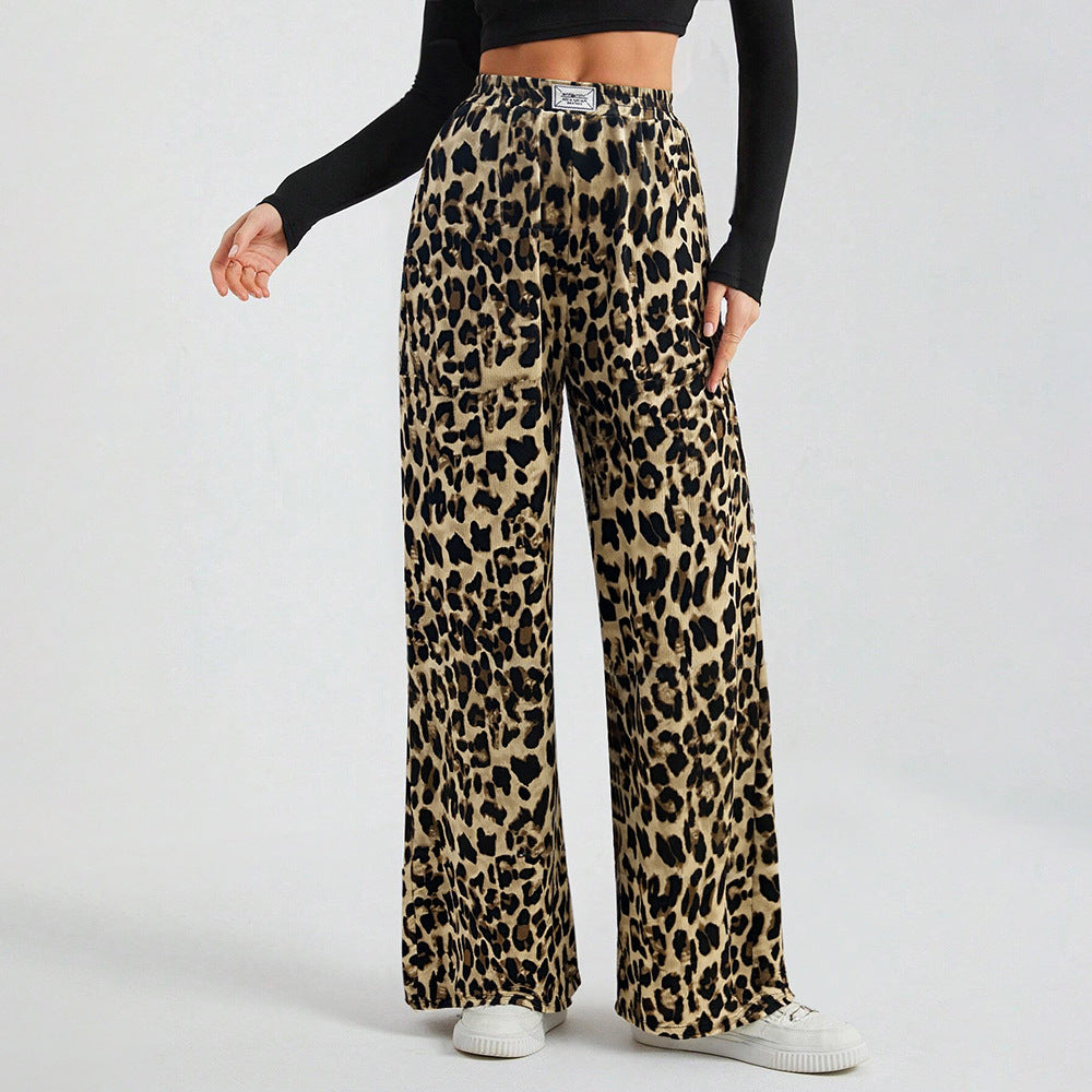 Damen Palazzo-Hose Tierprint Elastikbund