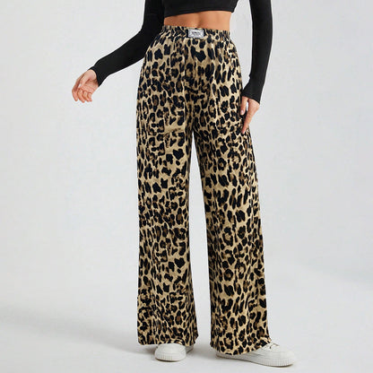 Damen Palazzo-Hose Tierprint Elastikbund